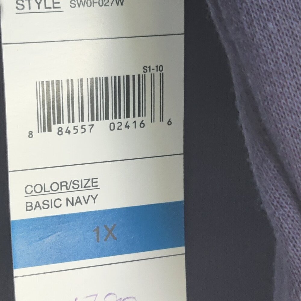 Studio Works Sport sweatshirt with snowflake design. Navy Blue & white collar 1X - Picture 6 of 8